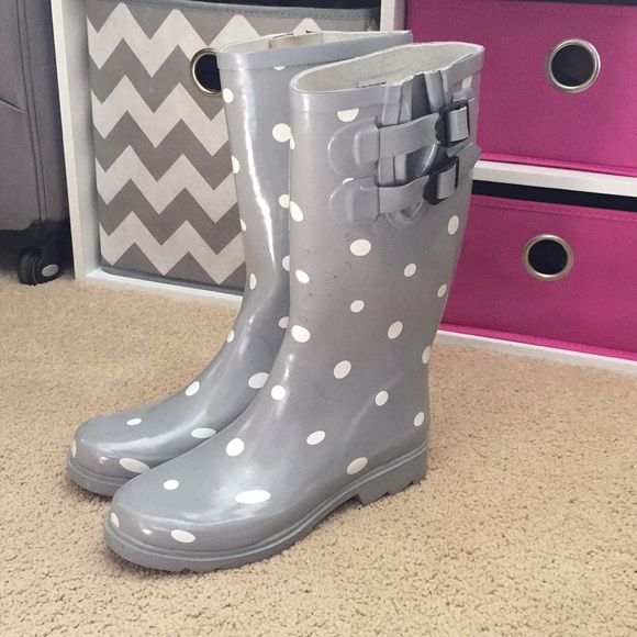 polka dot rain boots
